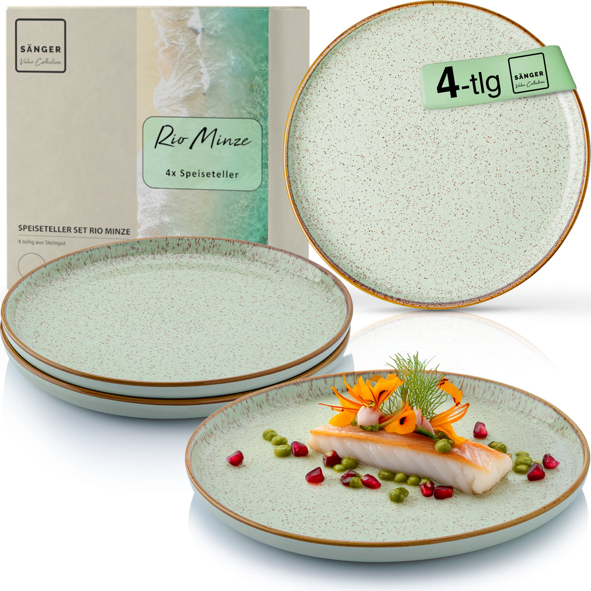 SÄNGER Dinner Plate Set Rio Mint 4-piece