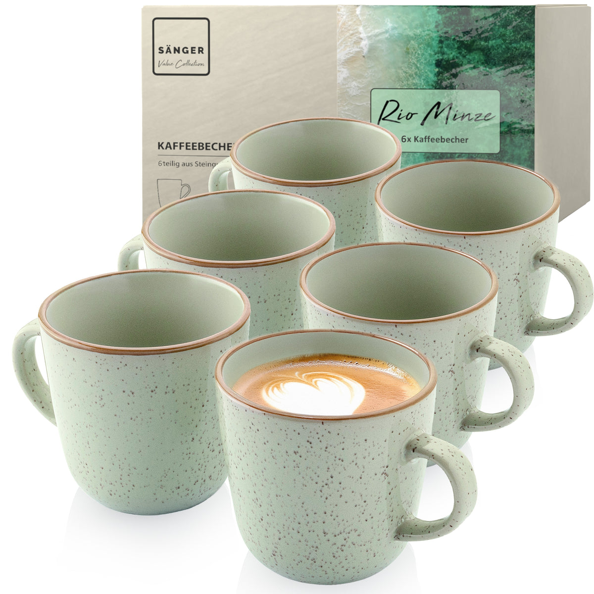 SÄNGER Coffee Mug Set Rio Mint - 6-piece stoneware