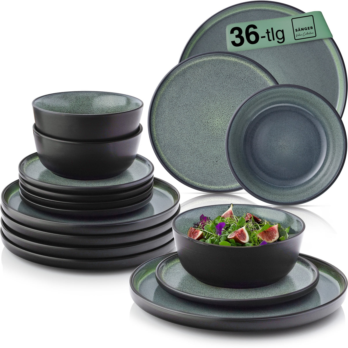 SÄNGER Stoneware Dinner Set Malmö 36-Piece for 12 People