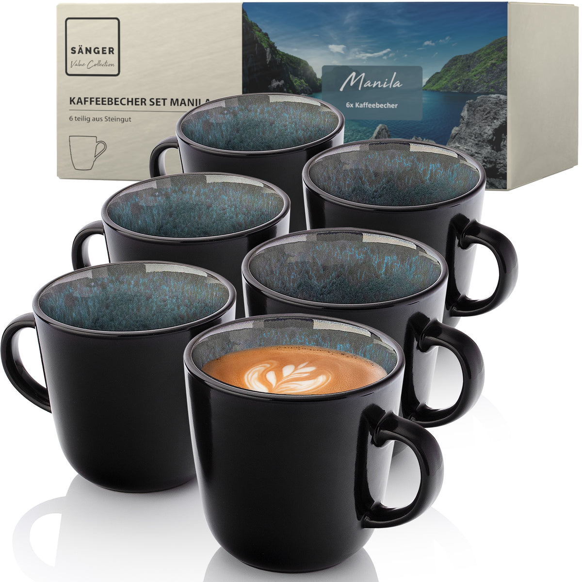 SÄNGER Kaffeebecher Set Manila - 6 teilig aus Steingut
