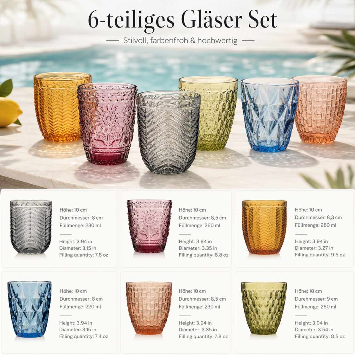 SÄNGER Trinkgläser Set Porto 6 teilig