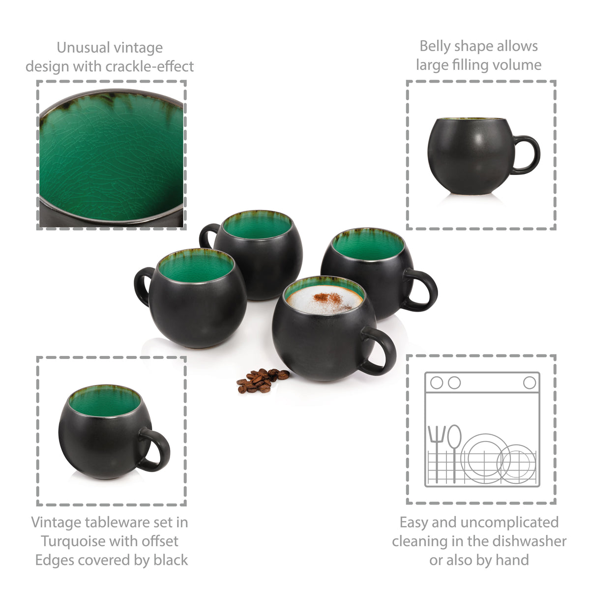 SÄNGER Cappuccino Cups Set Palm Beach, 4-piece