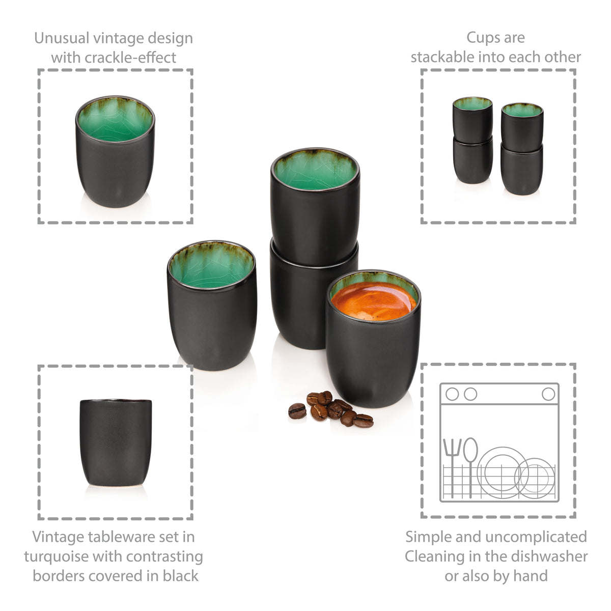 SÄNGER Espresso Mug Set Palm Beach 4 pieces