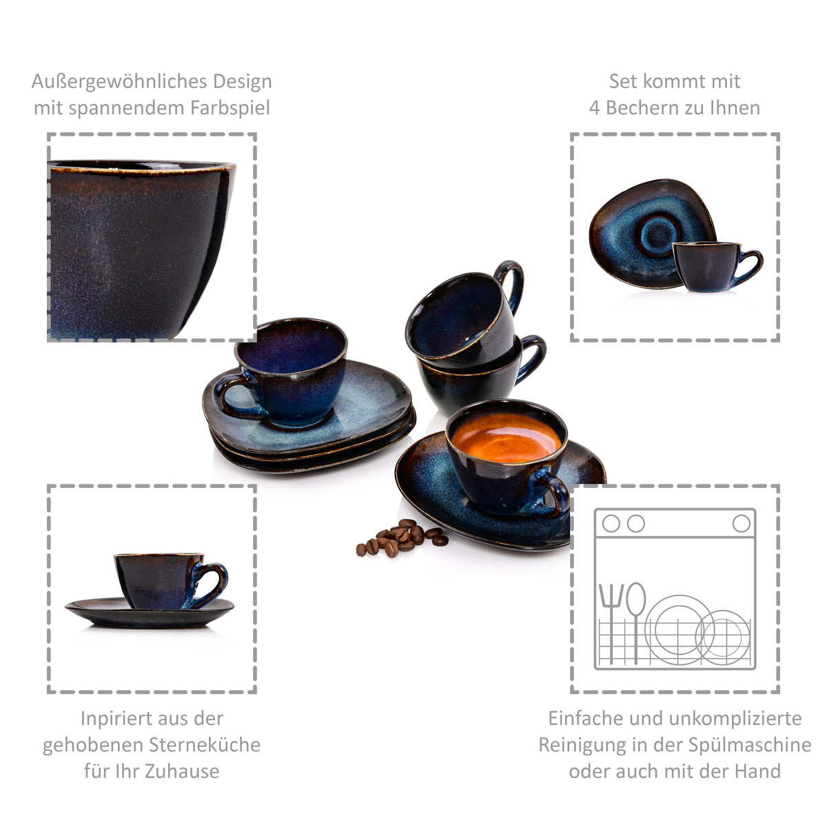 SÄNGER Espressotassen Set Tokio 8 teilig