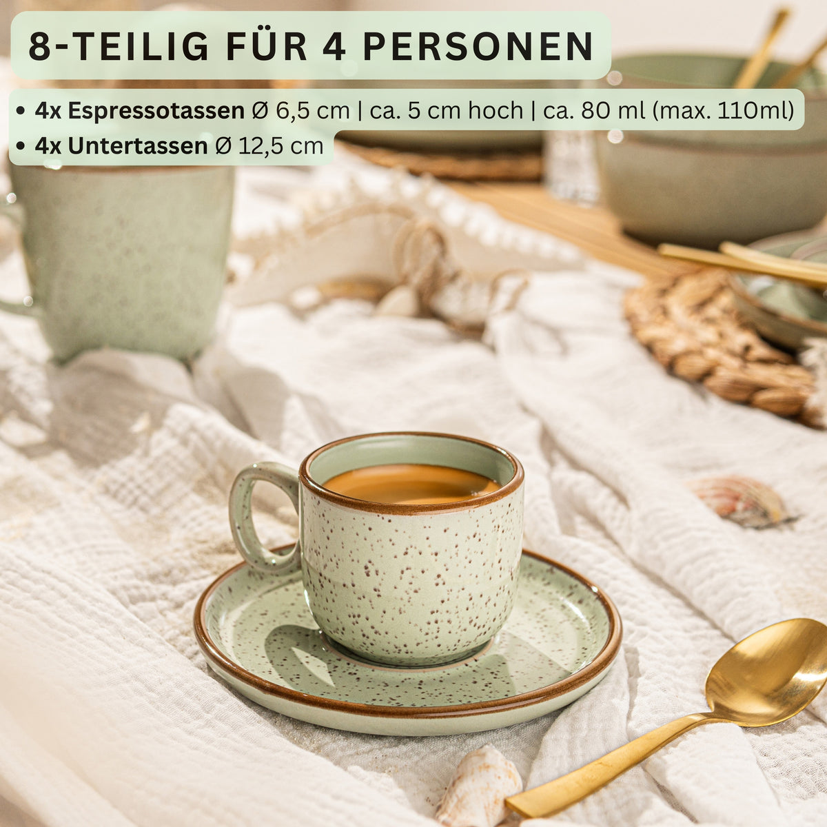 SÄNGER Espressotassen Set Rio Minze 8 teilig für 4 Personen