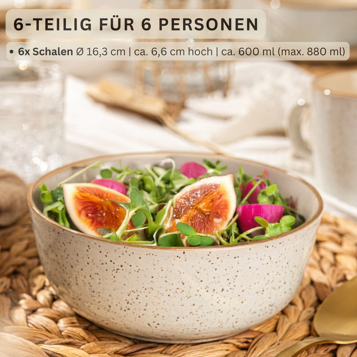 SÄNGER Schalen Set Rio Creme - 6 teilig aus Steingut