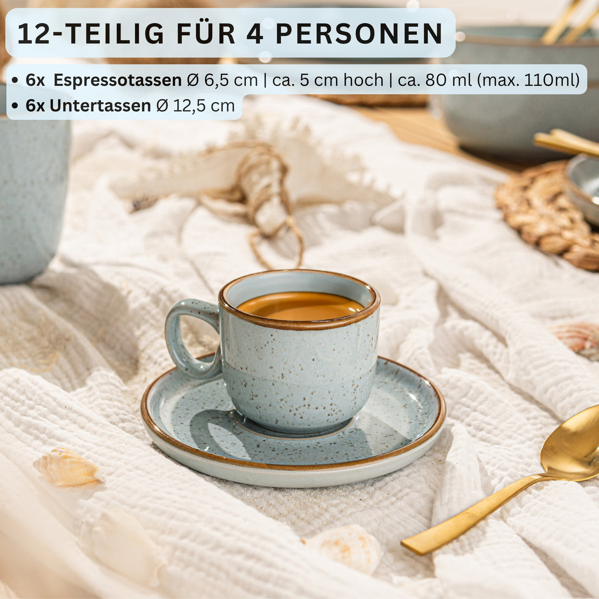 SÄNGER Espressotassen Set Rio Lagune 12 teilig für 6 personen