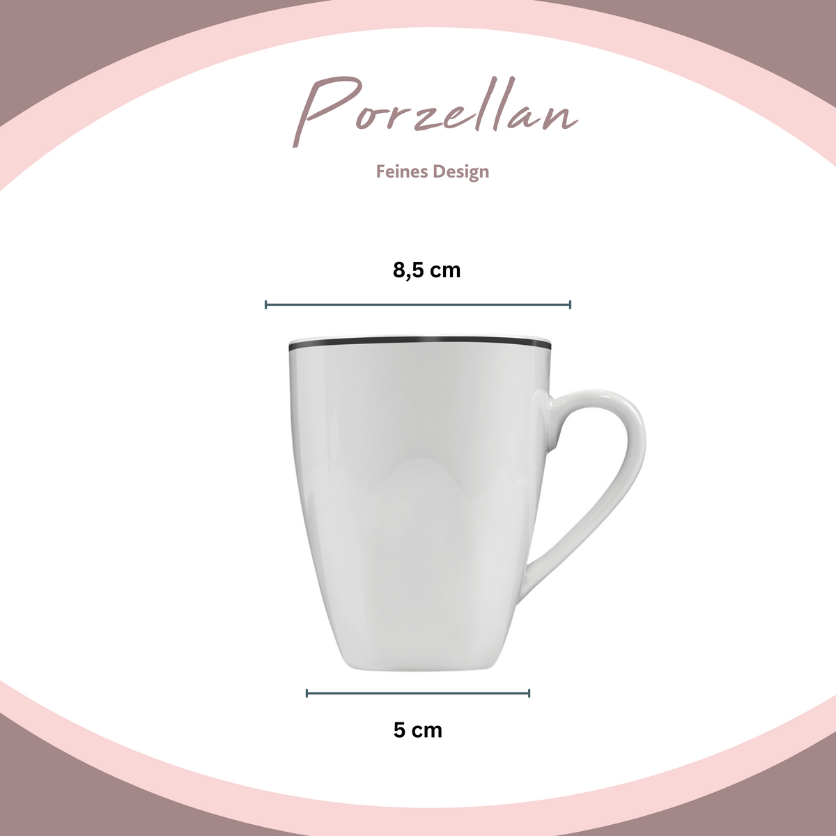 SÄNGER Porzellan Kaffeebecher Set Bilgola Black Rim 6 teilig