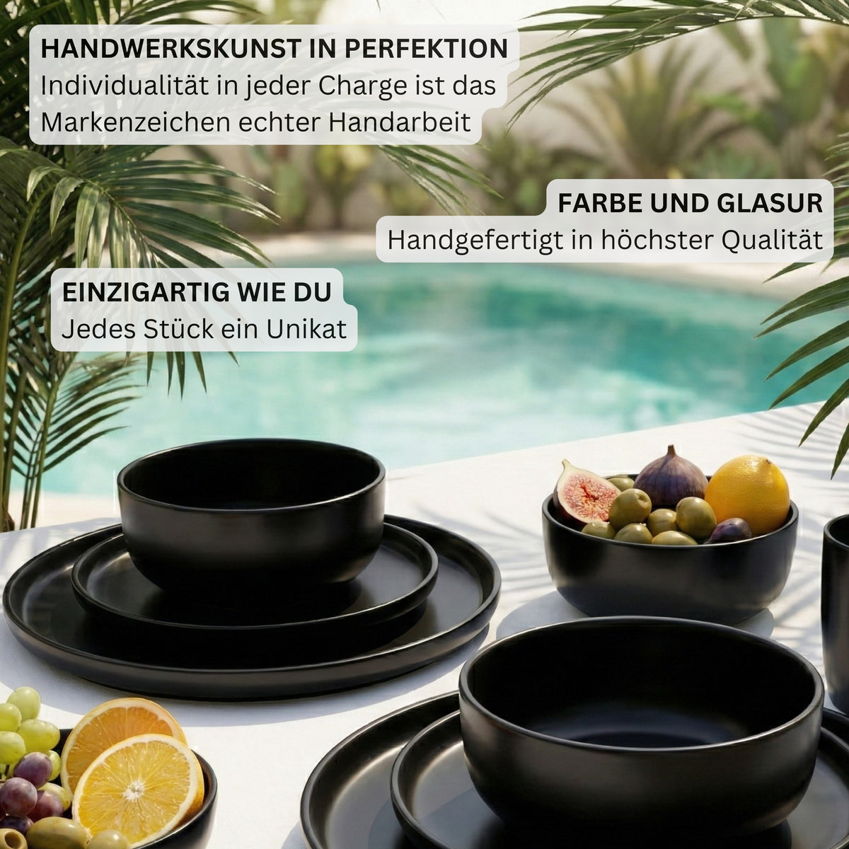 SÄNGER Steingut Geschirrset Madeira, Tafelservice 36 teilig für 12 Personen