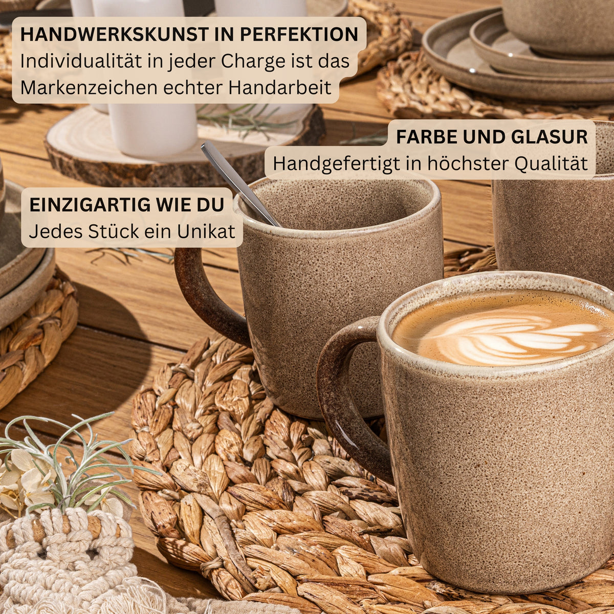 SÄNGER Kairo Mocha Coffee Mug Set - 4-piece Stoneware