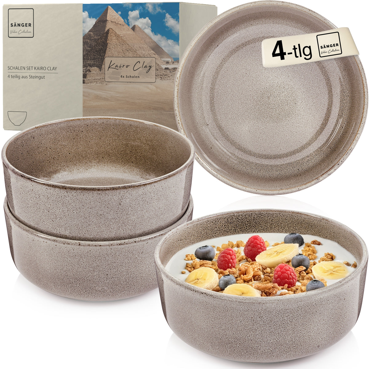 SÄNGER Schalen Set Kairo Clay - 4 teilig aus Steingut