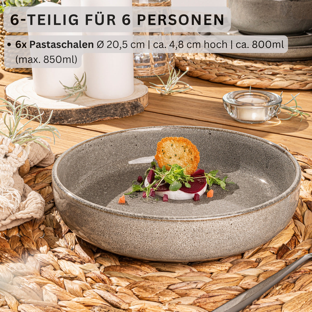 SÄNGER Pastaschalen Set Kairo Clay - 6 teilig aus Steingut