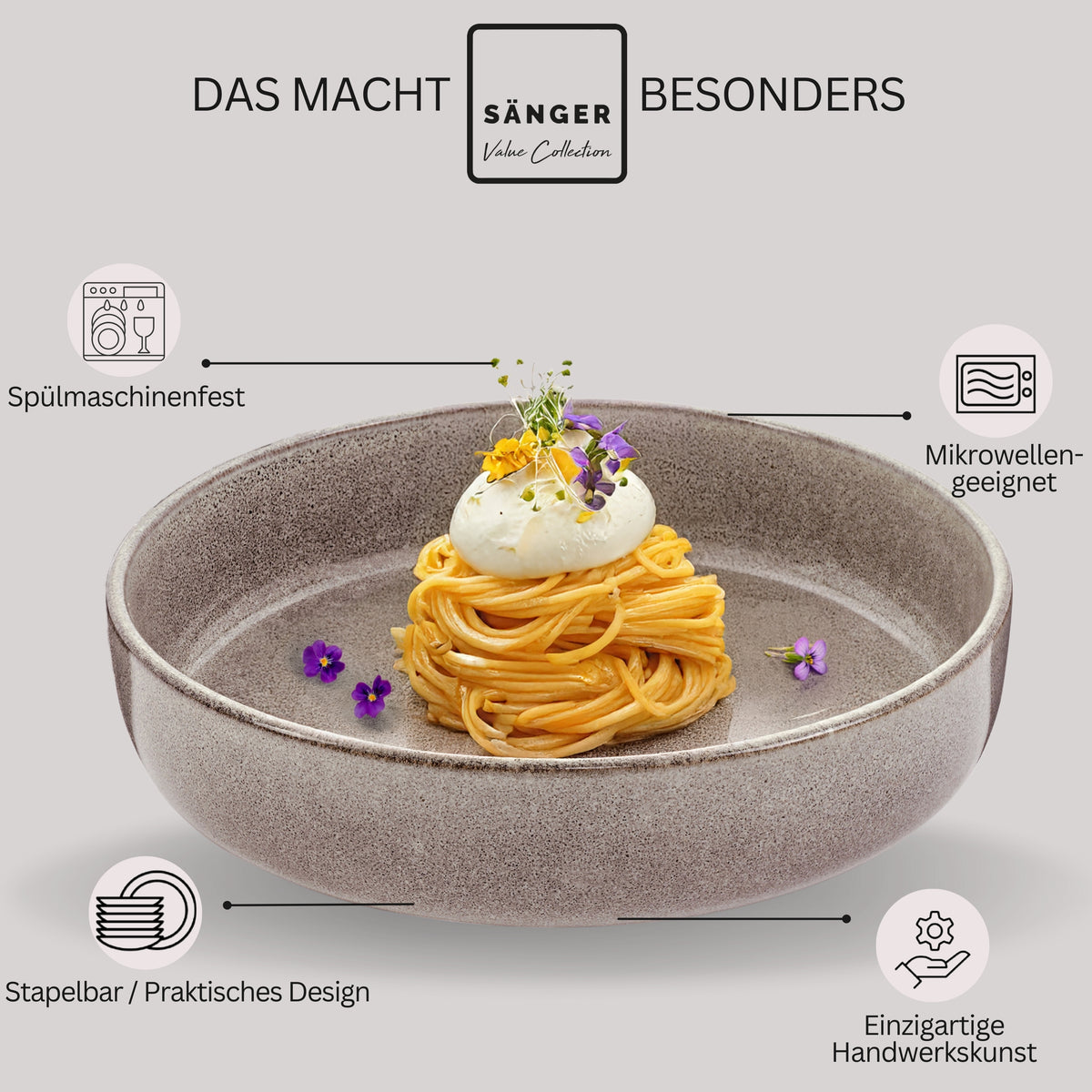 SÄNGER Pastaschalen Set Kairo Clay - 6 teilig aus Steingut