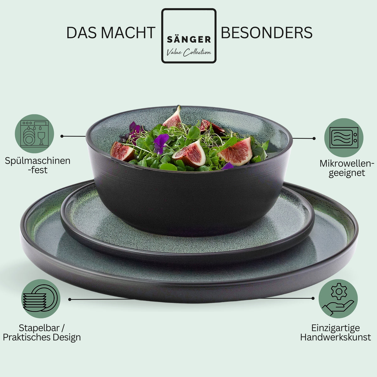 SÄNGER Stoneware Dinner Set Malmö 36-Piece for 12 People