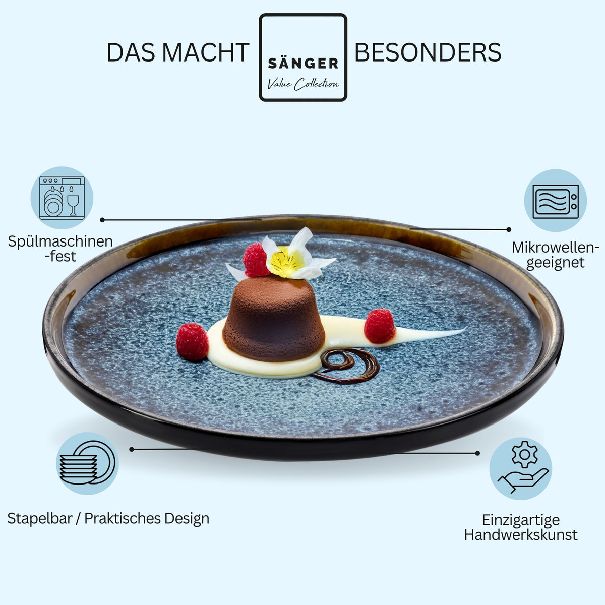 SÄNGER Stoneware Dessert Plates Osaka Set of 6