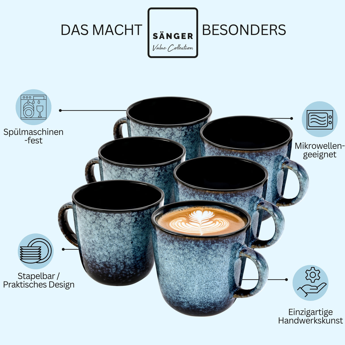SÄNGER Stoneware Coffee Mug Osaka 6-piece