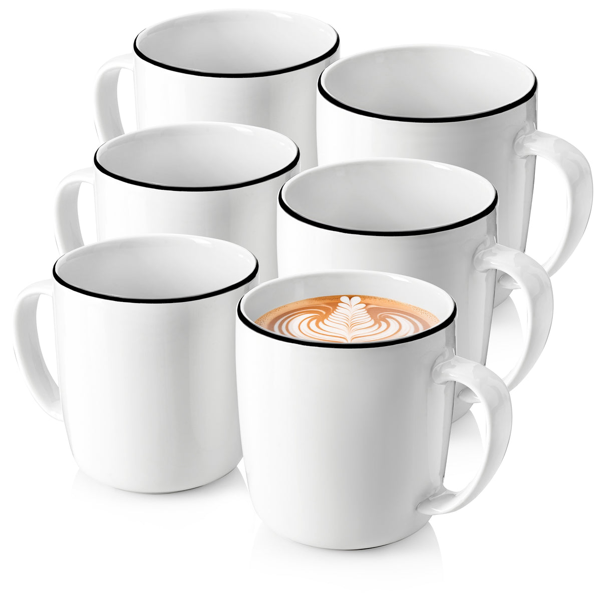 SÄNGER Porzellan Kaffeebecher Marlo Black Rim 6-teilig - NEU