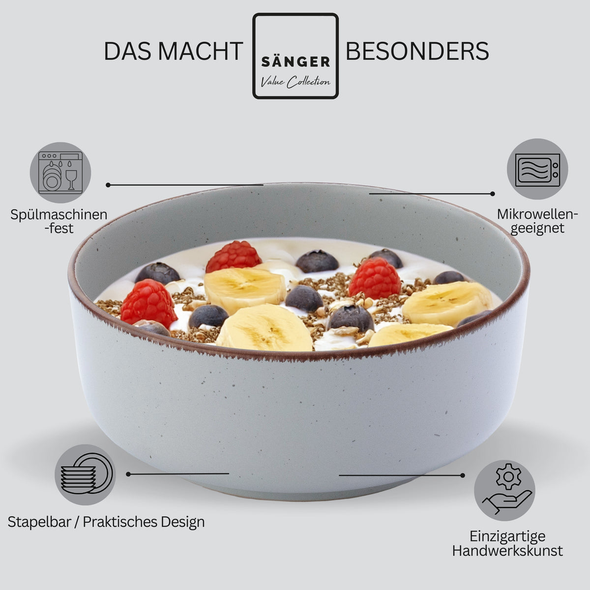SÄNGER Steingut Schalen Bombay Sky Shades 4 teilig