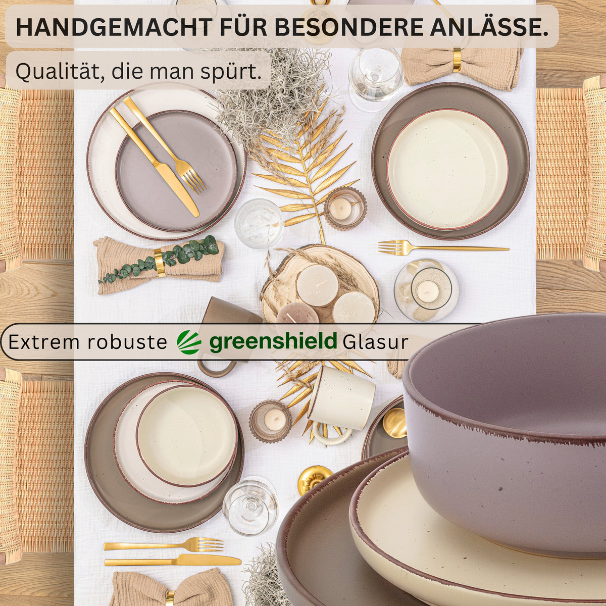SÄNGER Stoneware Dinner Set Bombay Earth Tones 12 Pieces for 4 People