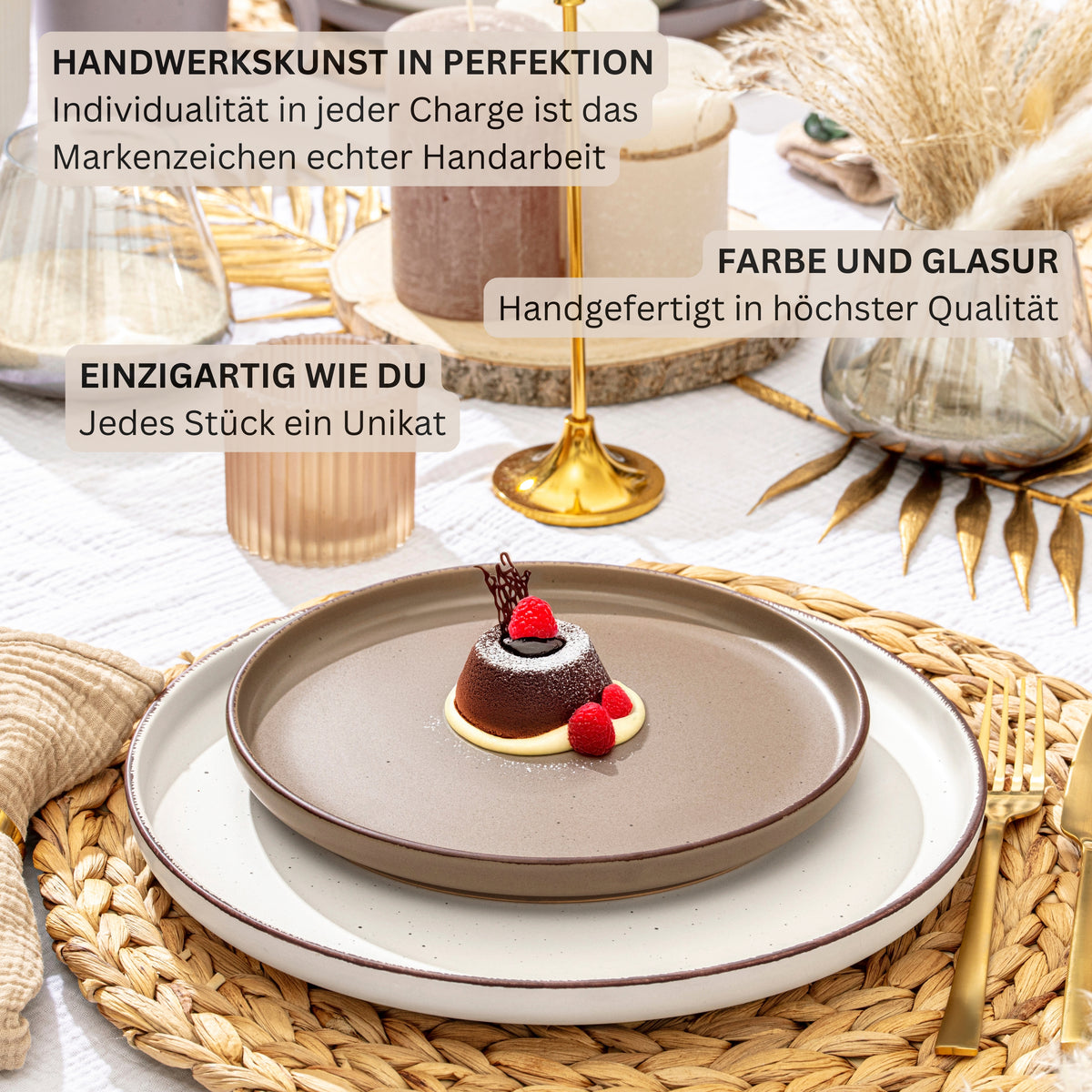 SÄNGER Stoneware Dinner Set Bombay Earth Tones 12 Pieces for 4 People
