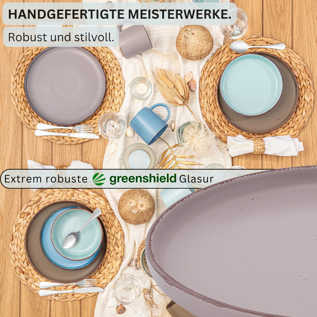 SÄNGER Stoneware Dessert Plate Bombay Seabed, Set of 4