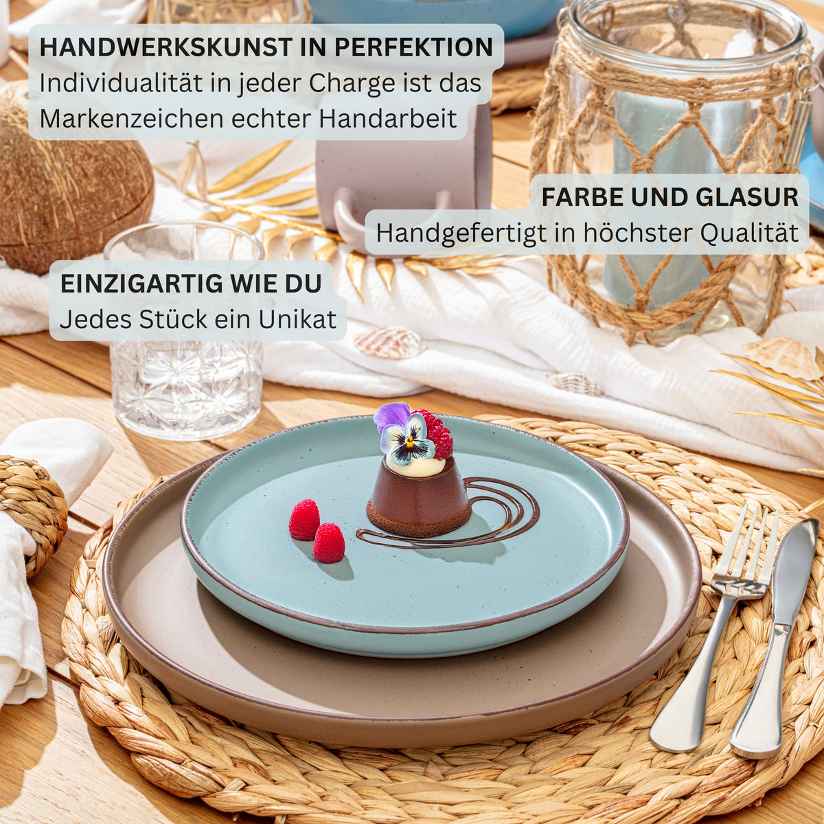 SÄNGER Stoneware Dessert Plate Bombay Seabed, Set of 4