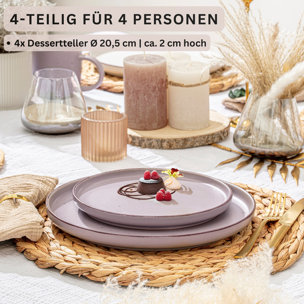 SÄNGER Steingut Dessertteller Bombay Basalt 4 teilig