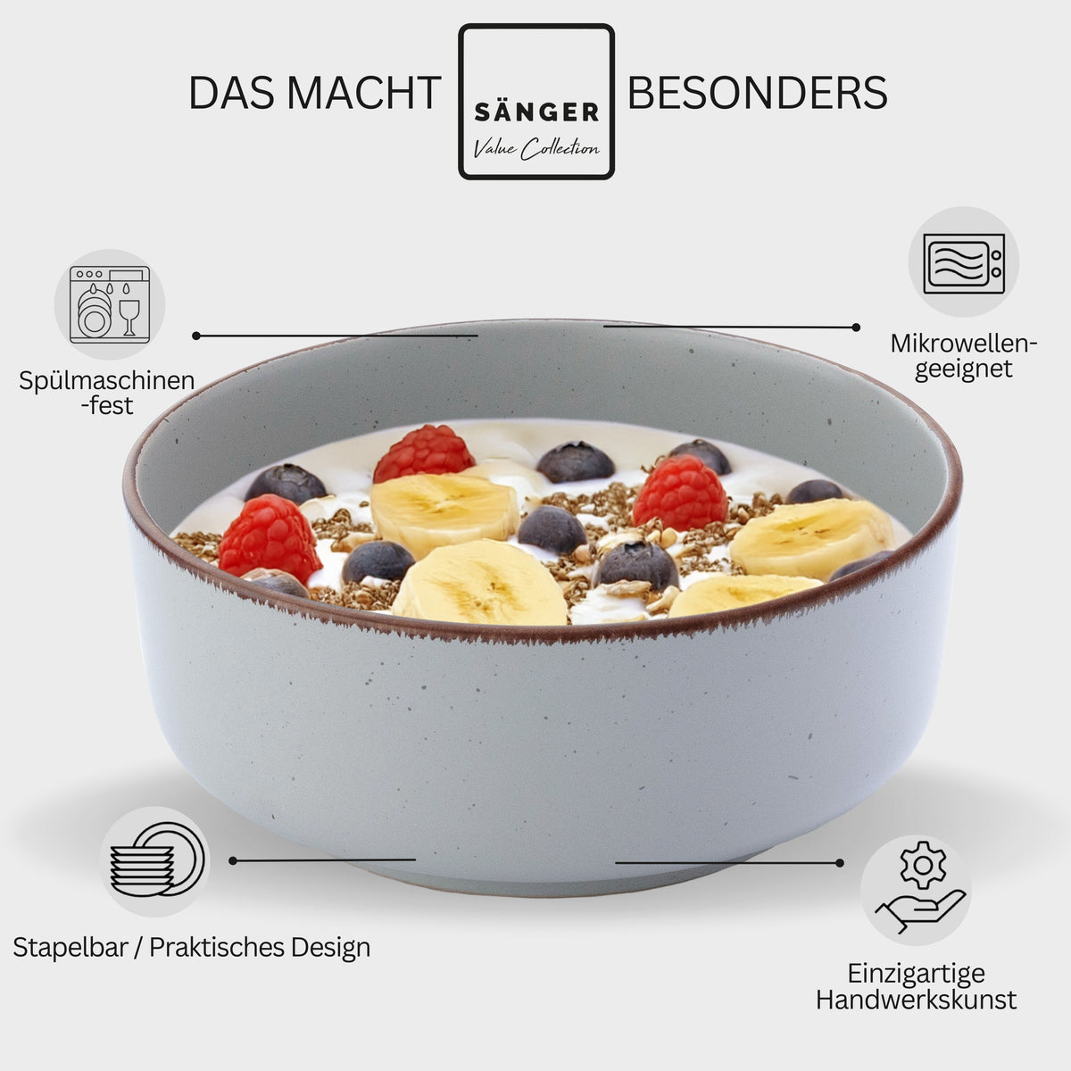 SÄNGER Stoneware Bowls Bombay Stone 4-piece