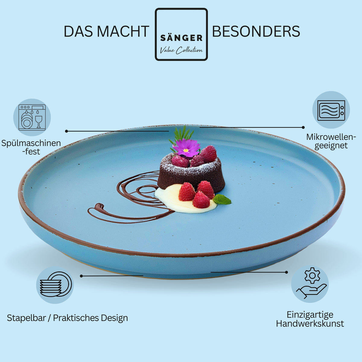 SÄNGER Steingut Dessertteller Bombay Saphir 4 teilig
