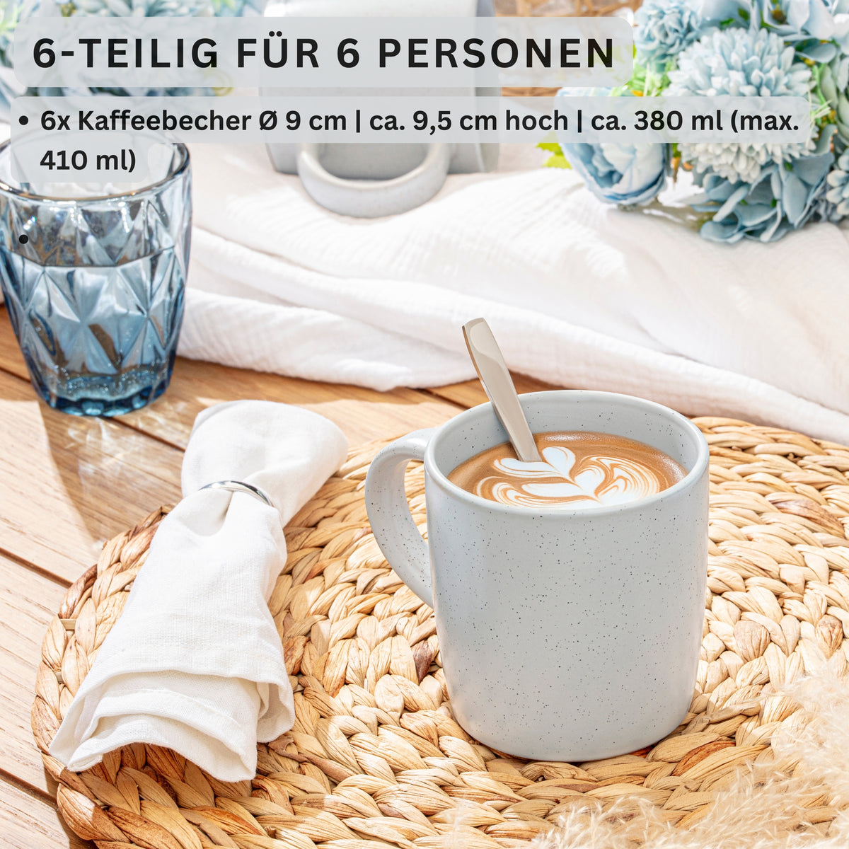 SÄNGER Steingut Kaffeebecher Leeds Frost 6 teilig