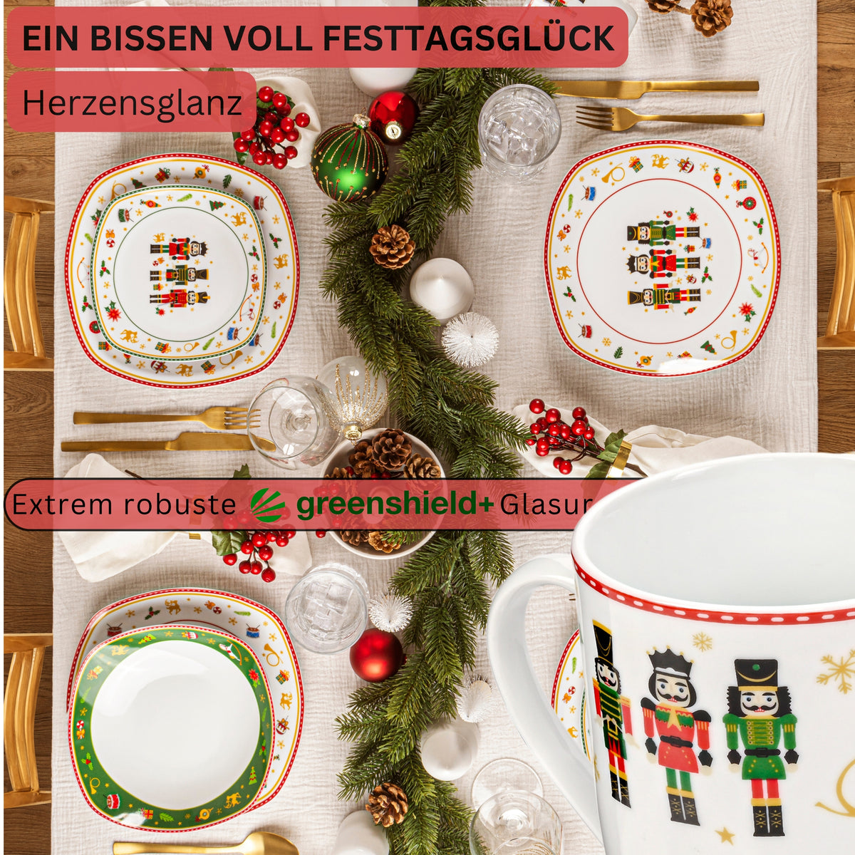 SÄNGER Kaffeebecher Set Bilgola Nussknacker Design 6 teilig