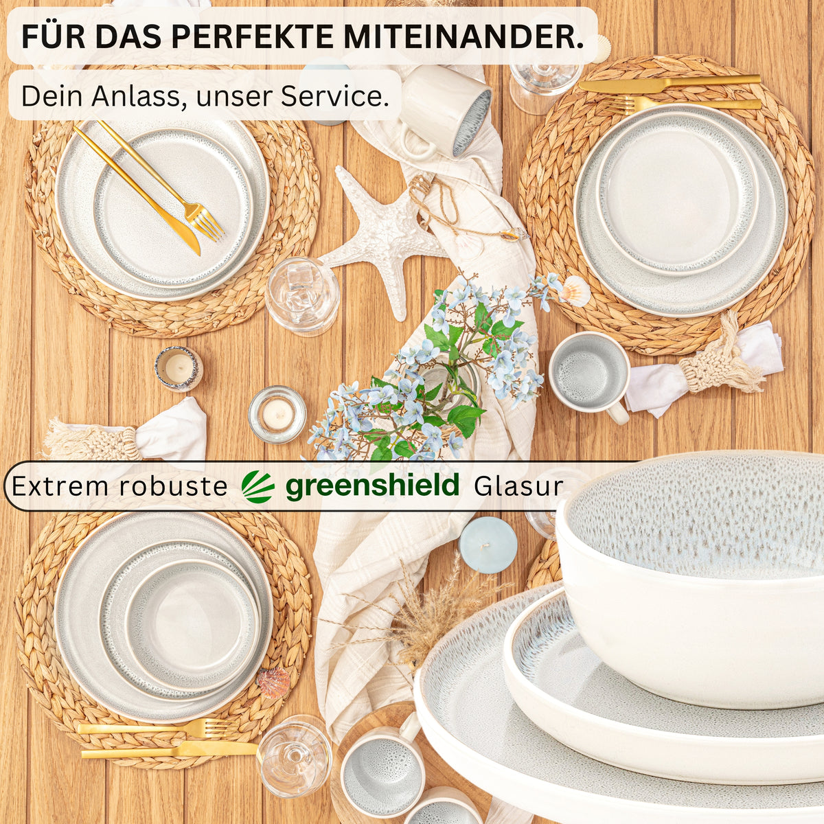 SÄNGER Stoneware Dinnerware Set Crete 24-Piece for 6 People
