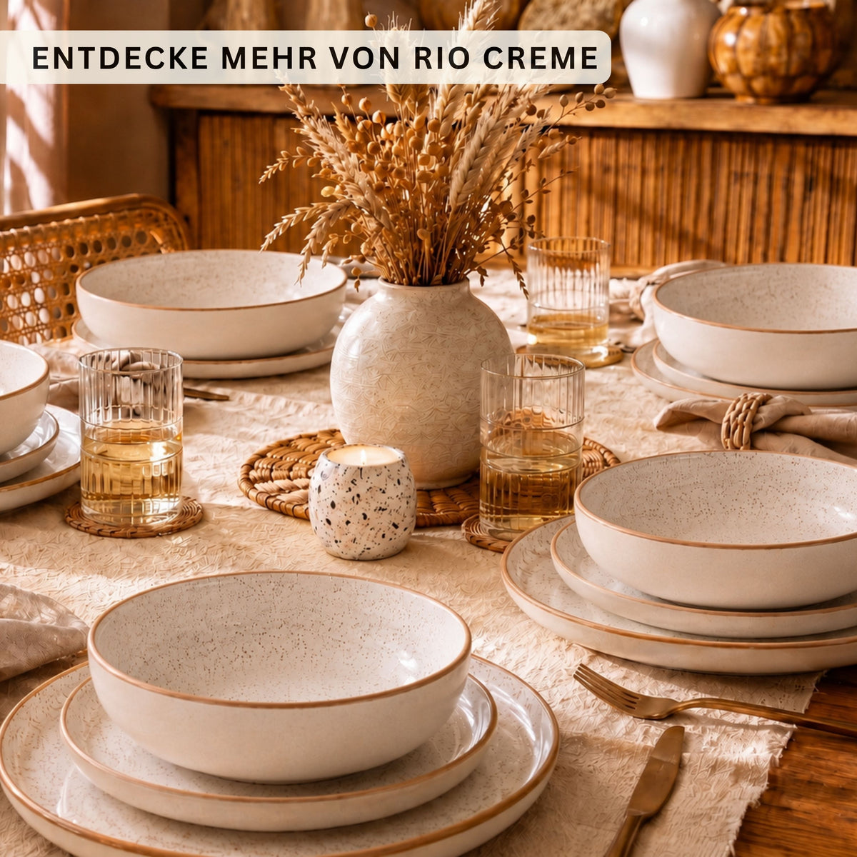 SÄNGER Stoneware Dinnerware Set Rio Creme, 30-piece combi set for 6 people