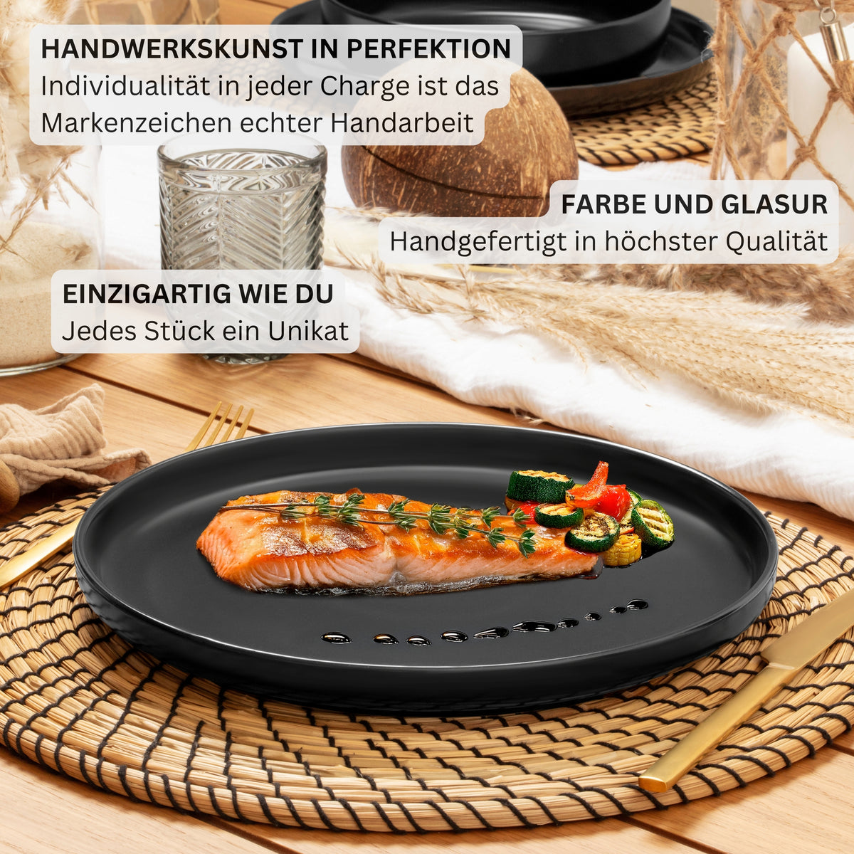 SÄNGER Steingut Geschirrset Madeira, Tafelservice 24 teilig für 6 Personen