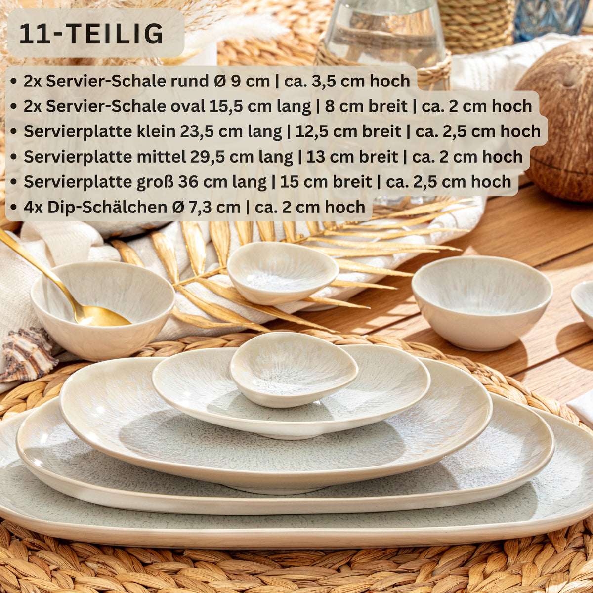 SÄNGER Steingut Servierplatten Set Korfu 11 teilig