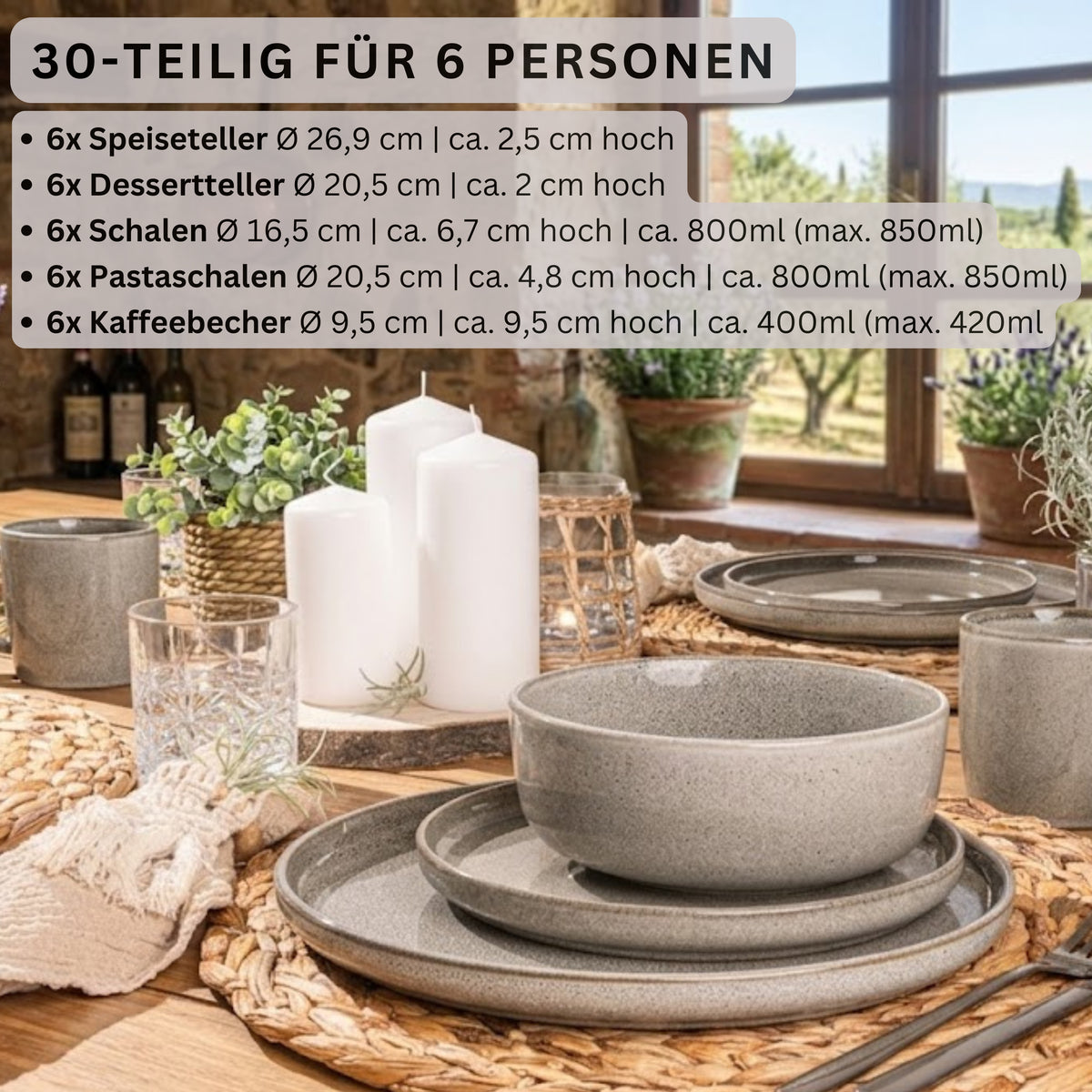 SÄNGER Kombiservice Kairo Clay- 30 teilig aus Steingut