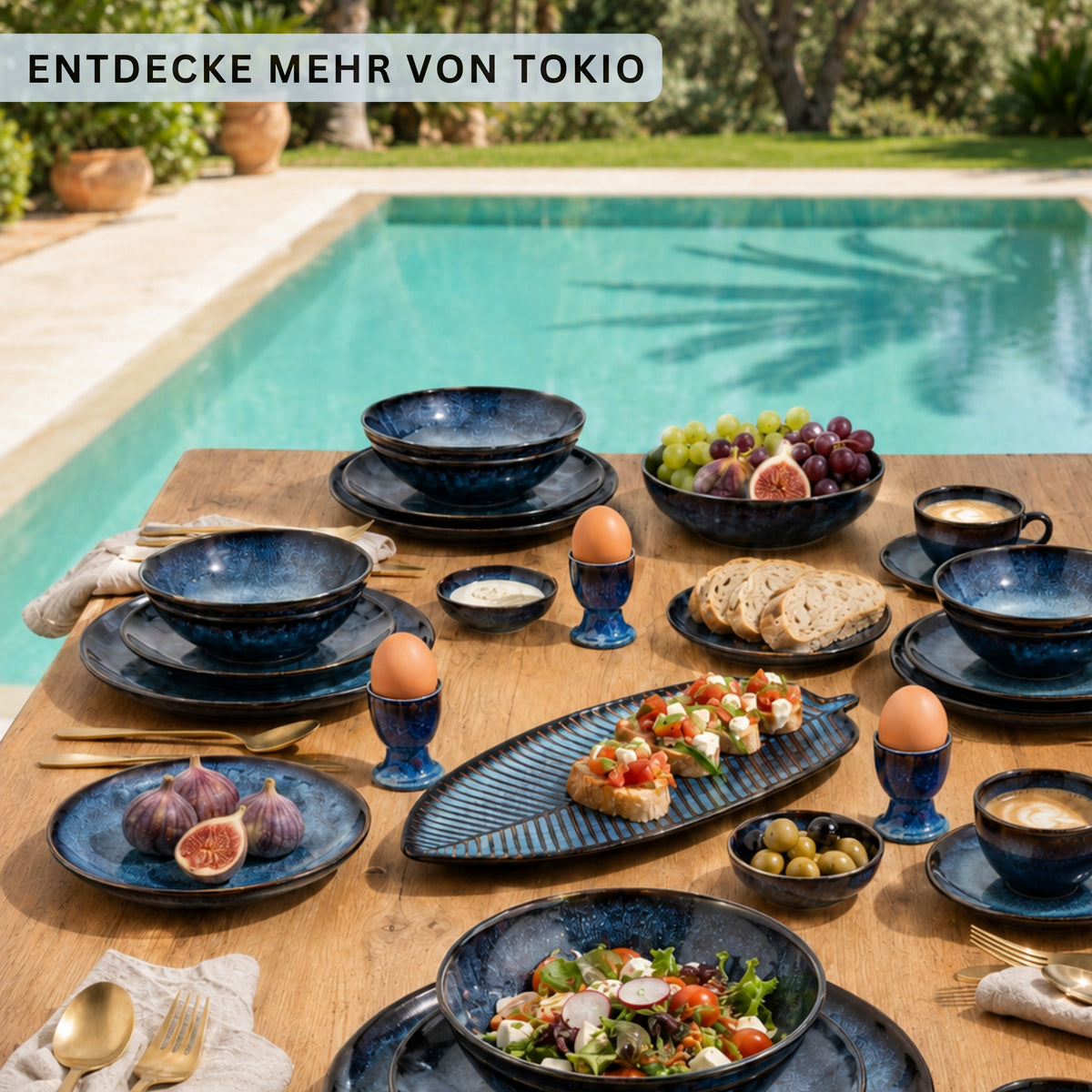 SÄNGER Steingut Geschirrset Tokio, Tafelservice 36 teilig für 12 Personen