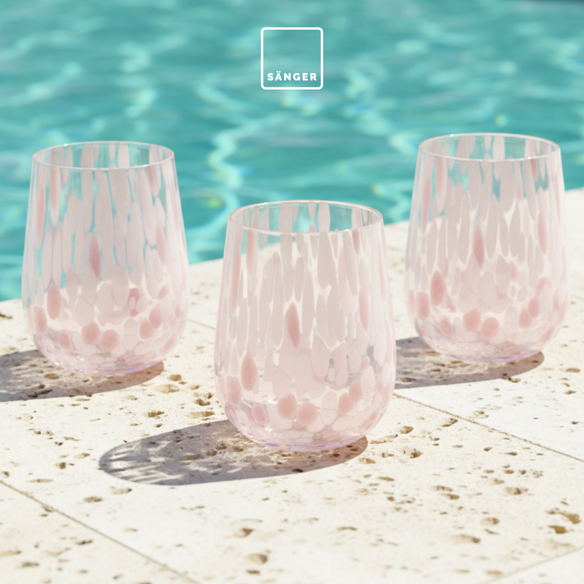 SÄNGER Drinking Glasses Set Curacao, 4-Piece - White/Pink