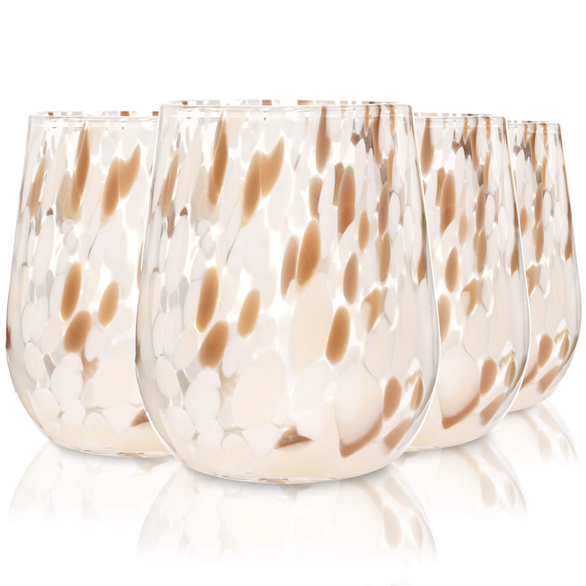 SÄNGER Trinkgläser Set Curacao 4 teilig - weiß/beige/braun