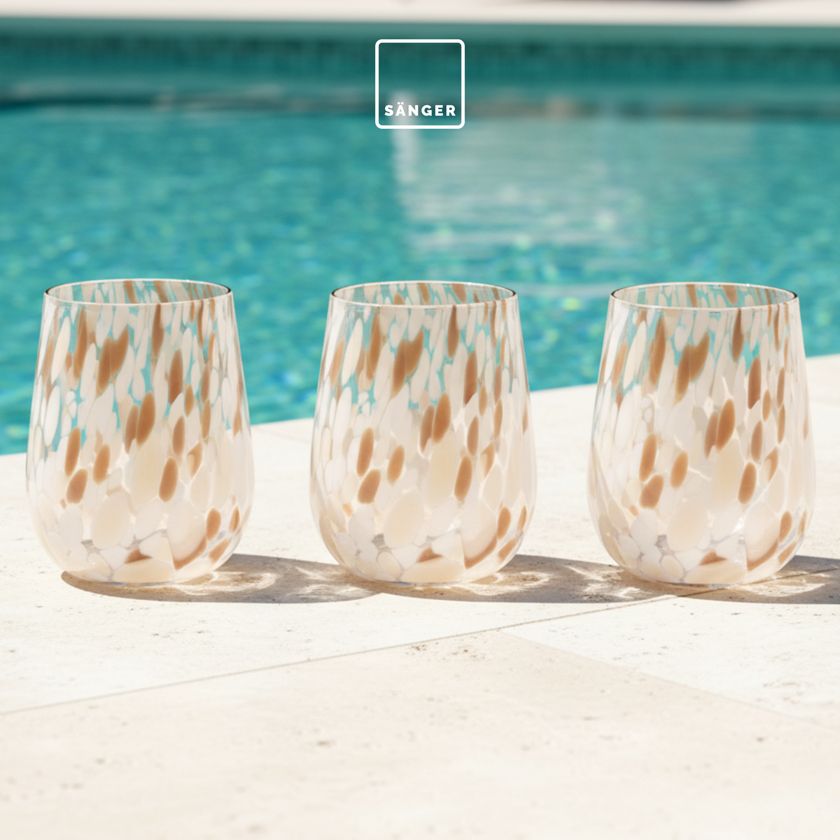 SÄNGER Drinking Glass Set Curacao 4 Pieces - White/Beige/Brown