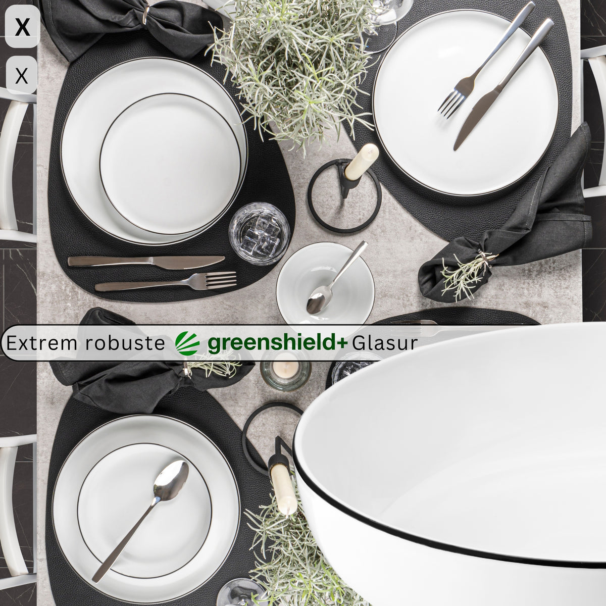 SÄNGER Porzellan Pastaschalen Marlo Black Rim 6-teilig für 6 Personen