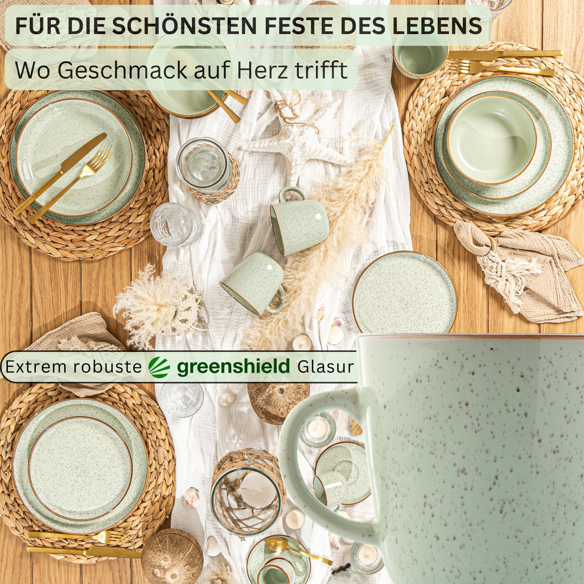 SÄNGER Coffee Mug Set Rio Mint - 6-piece stoneware