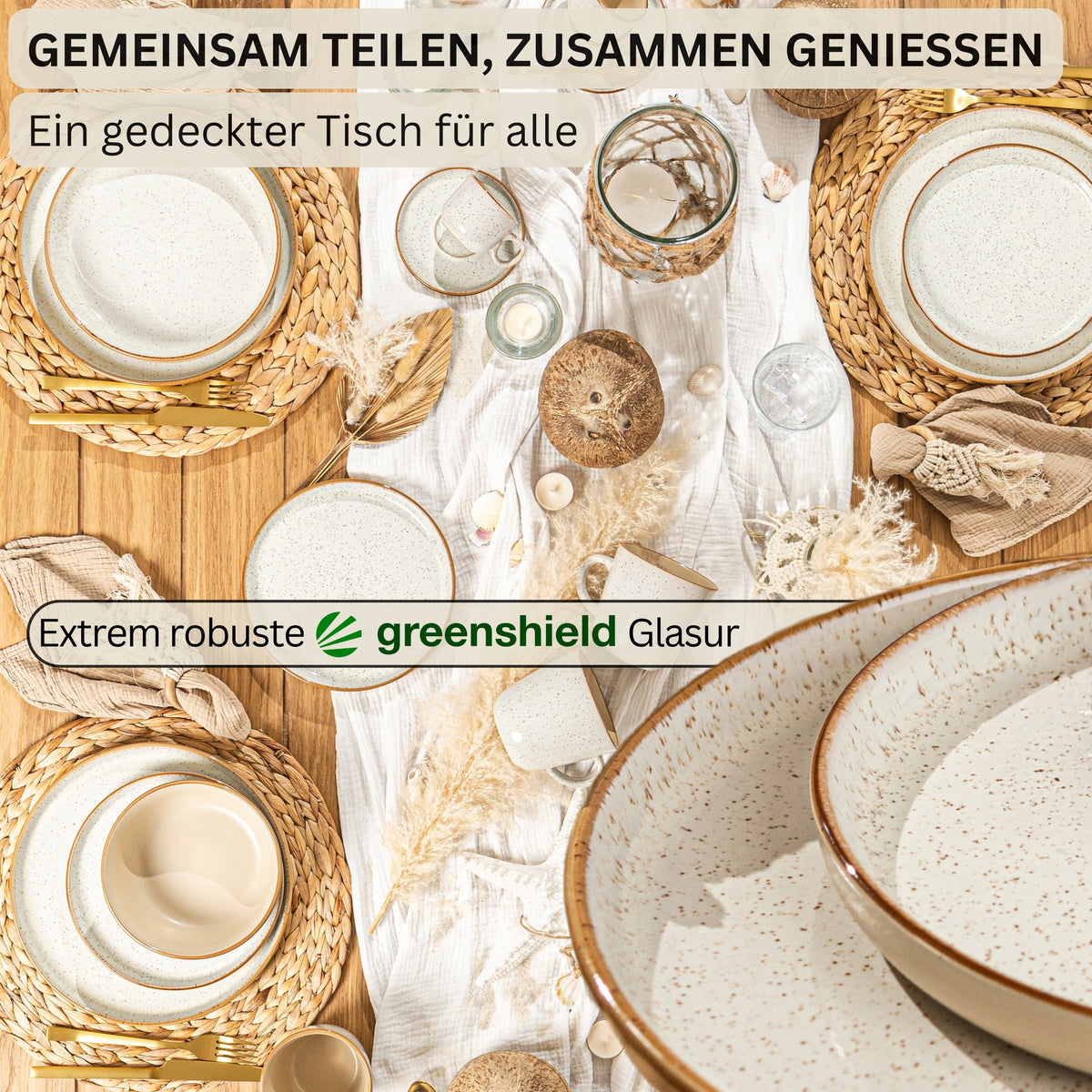 SÄNGER Dessertteller Set Rio Creme - 6 teilig aus Steingut