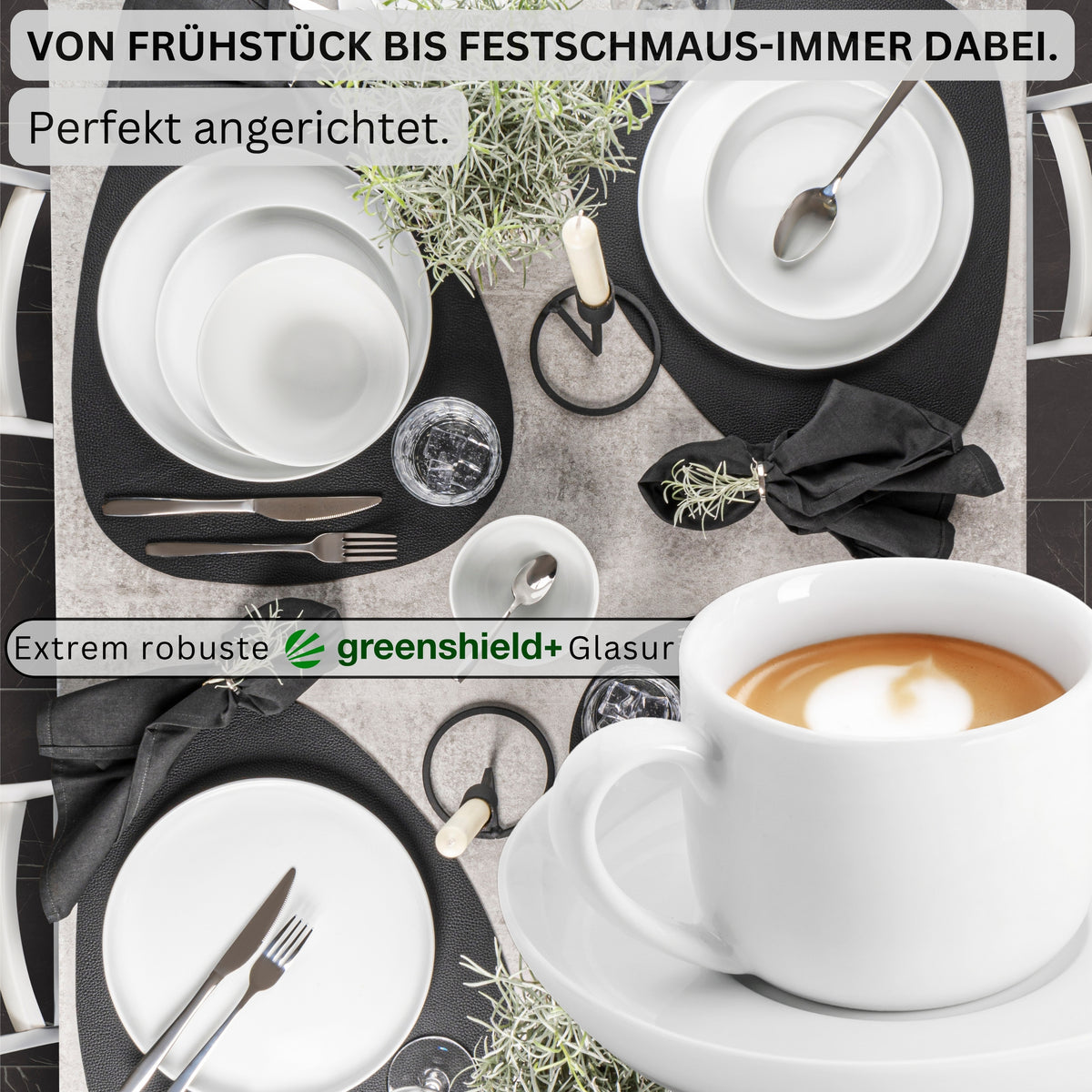 SÄNGER Porzellan Kaffeetassen Set Marlo 12-teilig für 6 Personen