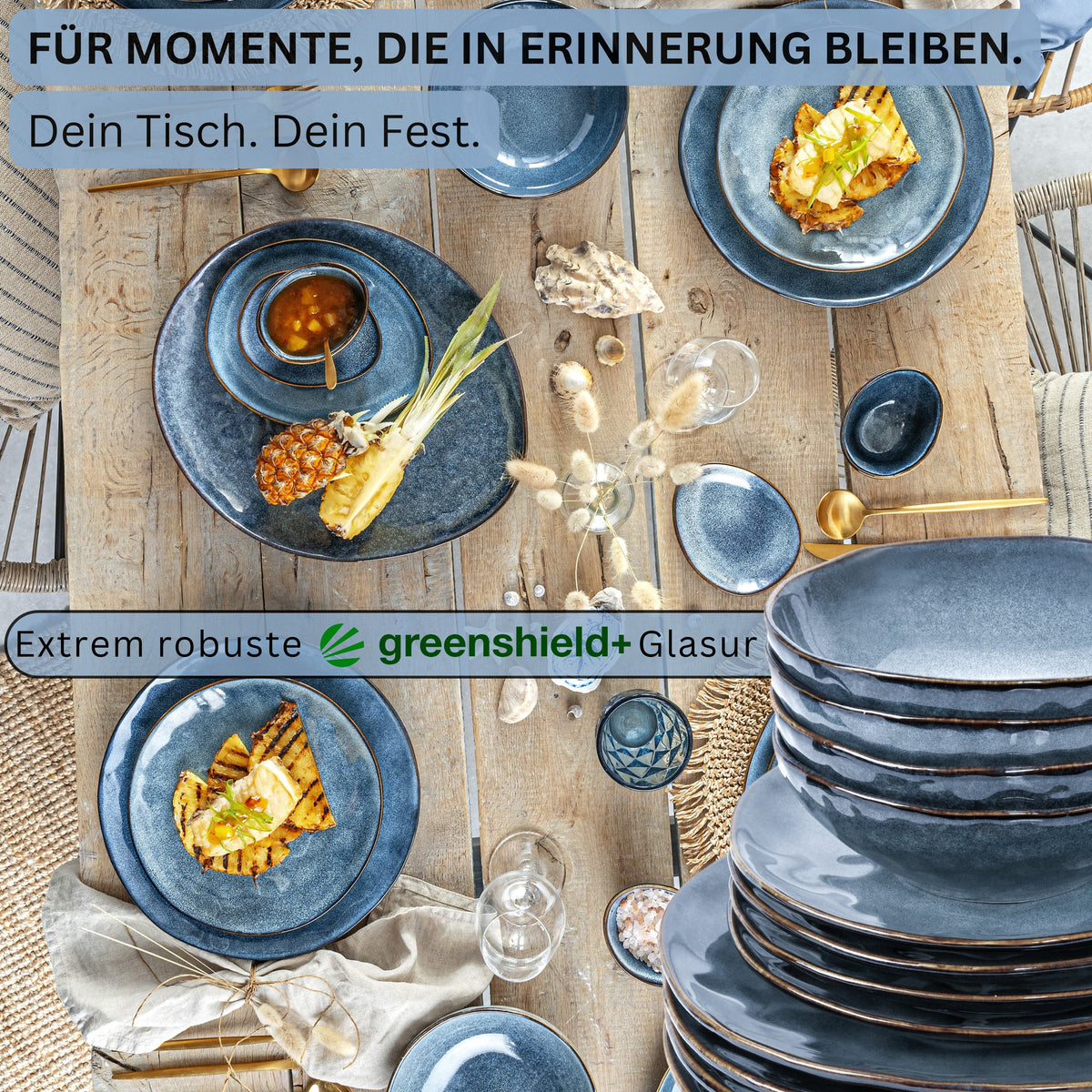 SÄNGER Stoneware Dinnerware Set Darwin, 24-Piece Dinner Service for 8 People