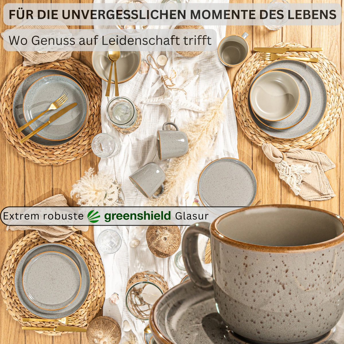 SÄNGER Espressotassen Set Rio Perlgrau 12 teilig für 6 personen