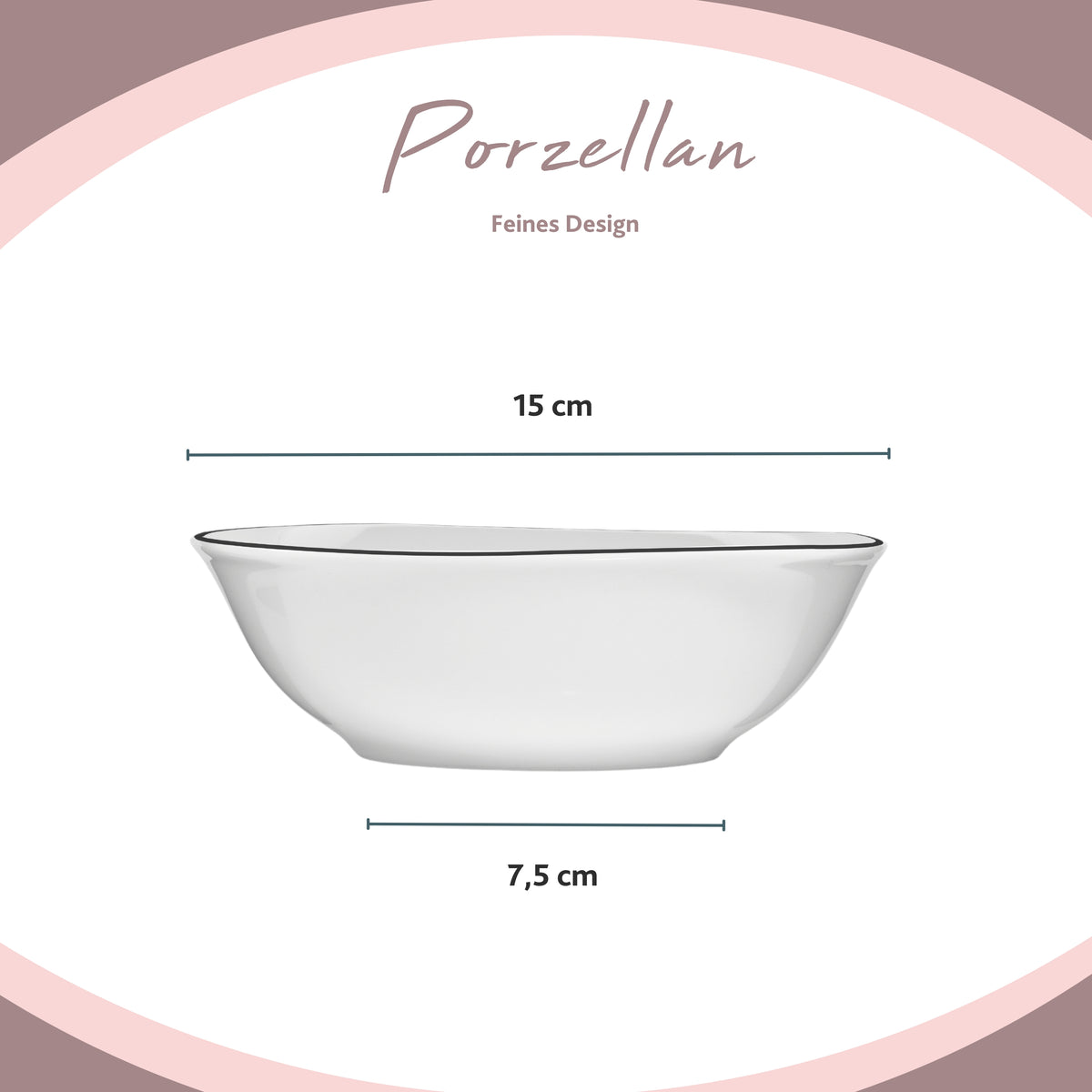 SÄNGER Porzellan Geschirrset Bilgola Black Rim, Tafelservice 24 teilig für 6 Personen