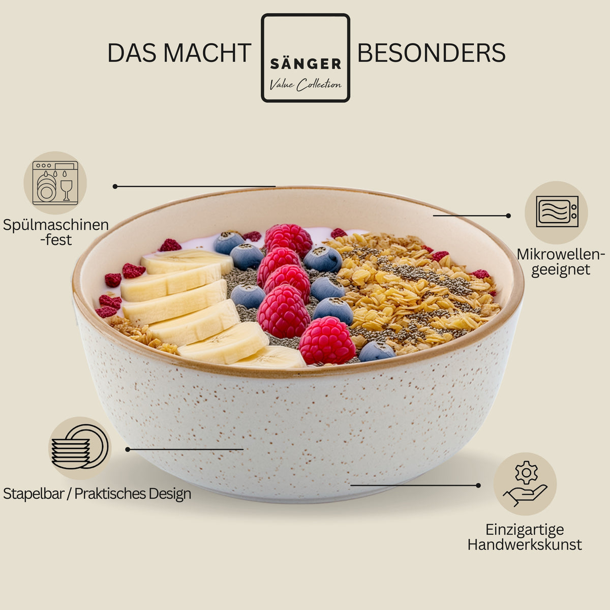 SÄNGER Schalen Set Rio Creme - 6 teilig aus Steingut