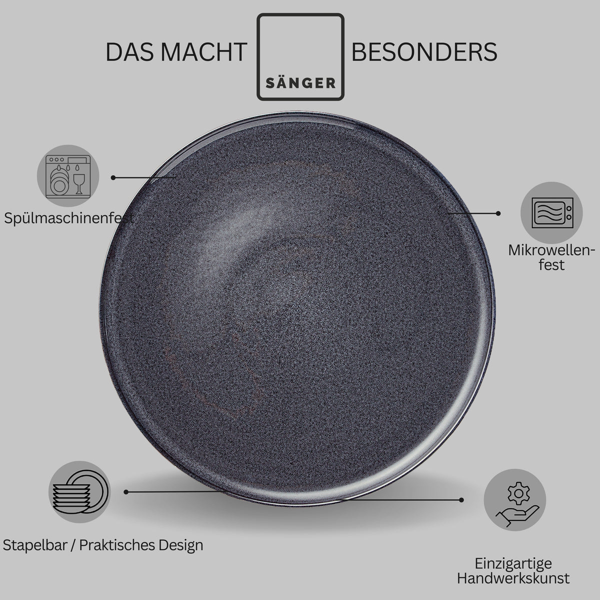 SÄNGER Stoneware Dinnerware Set Bali, 24-Piece Dinner Service for 8 People