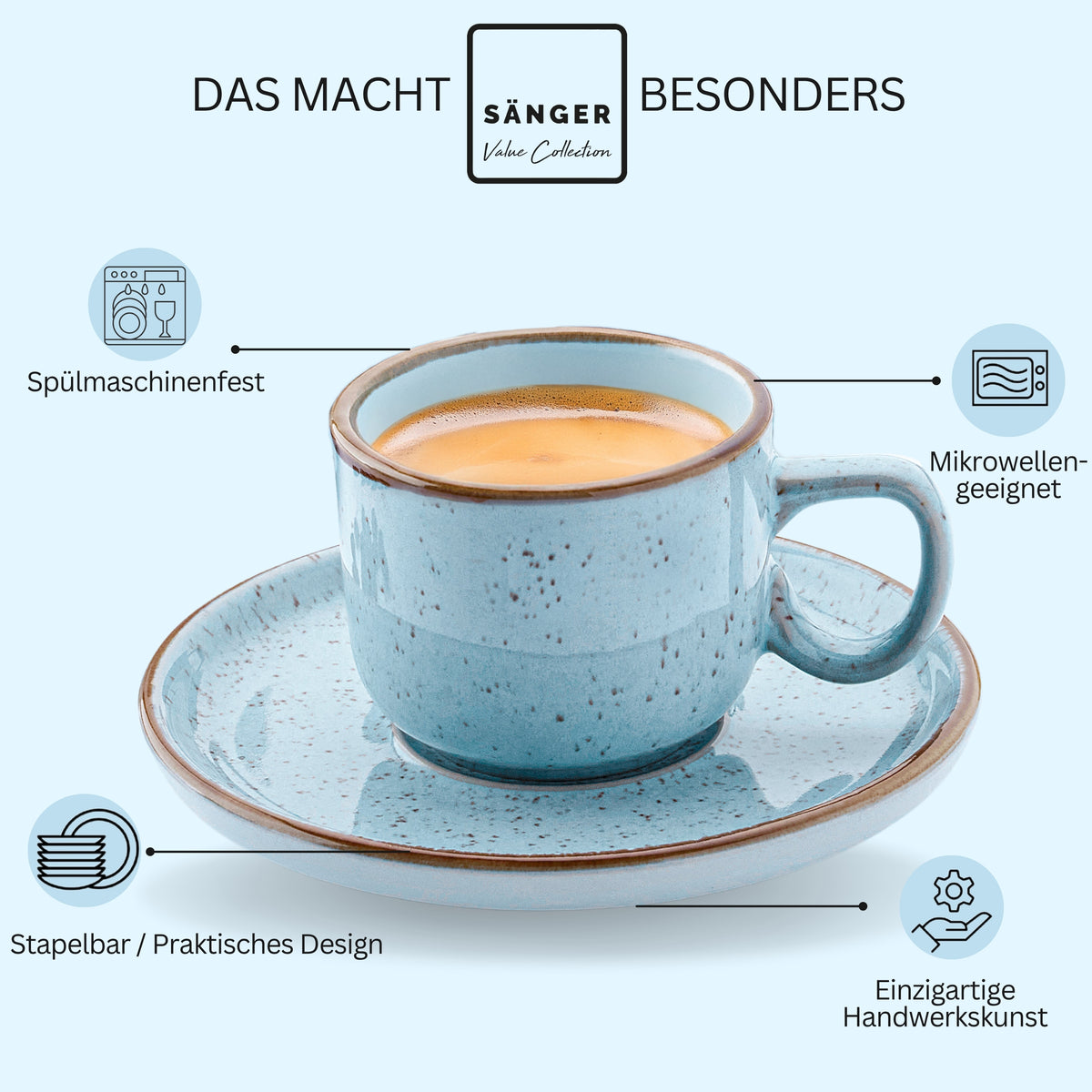 SÄNGER Espressotassen Set Rio Lagune 12 teilig für 6 personen